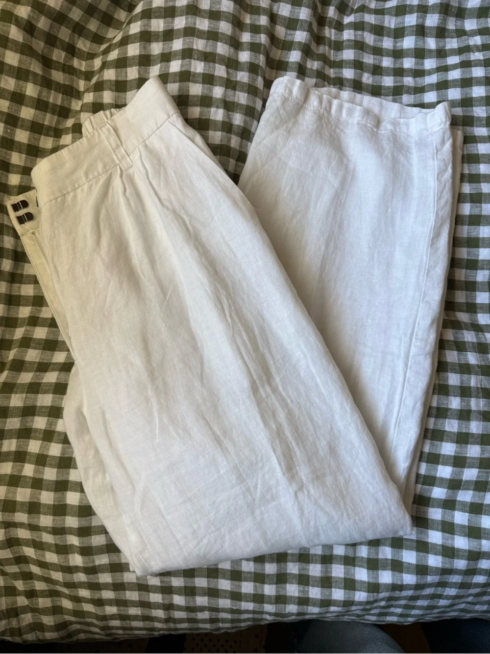 Quince White 100% European Linen Pleated Trousers (WORN ONCE)